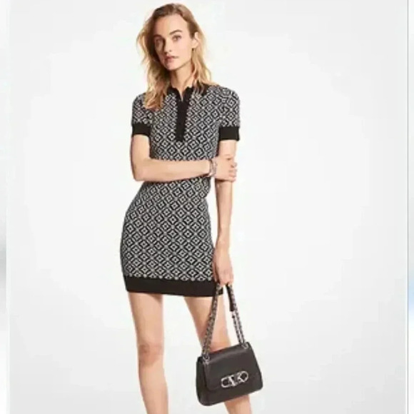 MICHAEL Michael Kors Black and White Geometric Mini Dress - Picture 1 of 14